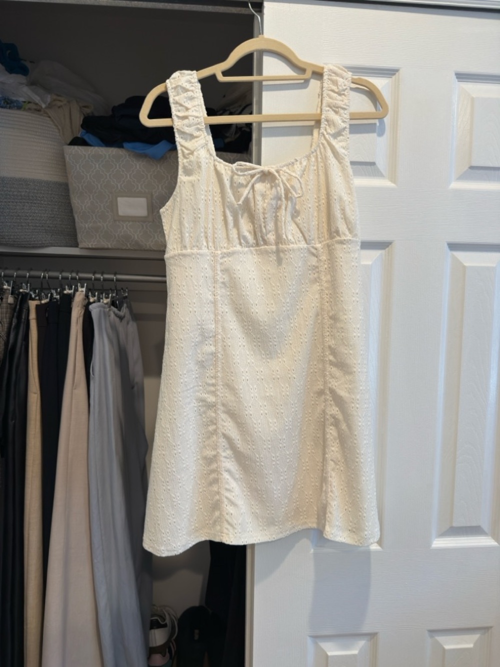 H&M Ivory Eyelet Tie-Front Sundress